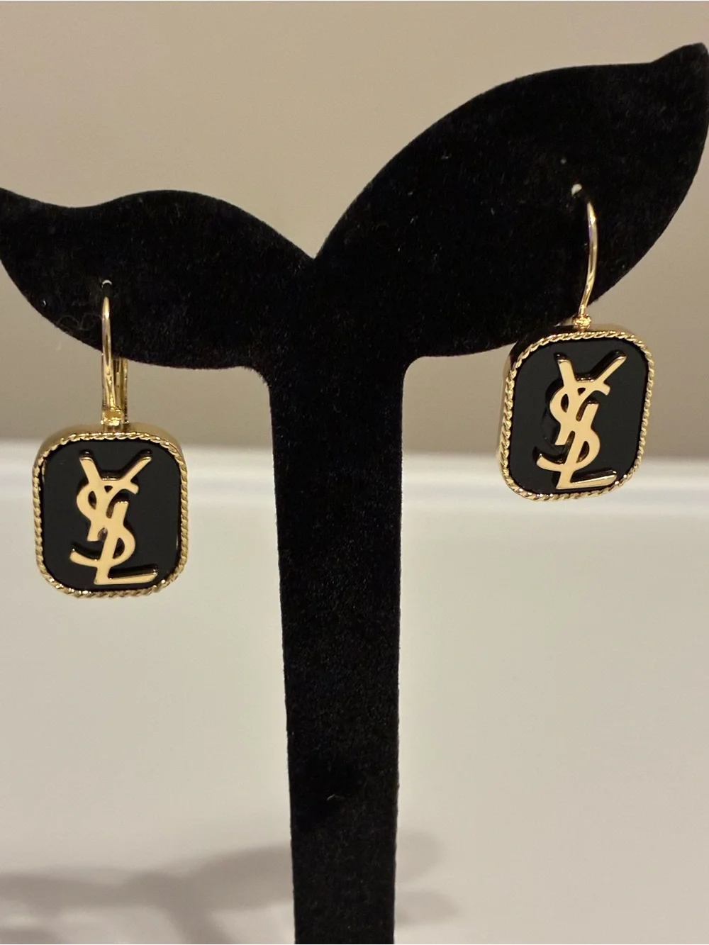 Vintage Black and Gold Drop Earrings